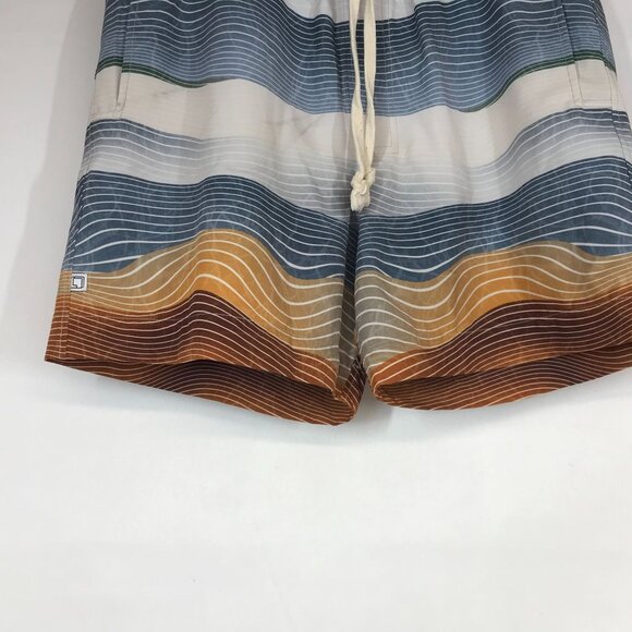 LEISURE LAB - MEN'S 1- BLUE & WHITE LINED SWIM TRUNKS - Picture 3 of 8